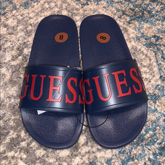 Guess Other - GUESS navy & red slippers / slides. Never worn